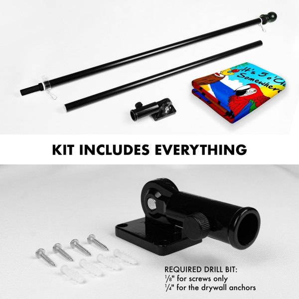 G128 Combo Pack: Flag Pole 6 FT Silver Tangle Free & It's 5 O'Clock Somewhere Flag 3x5 FT Printed 150D Polyester - Image 2