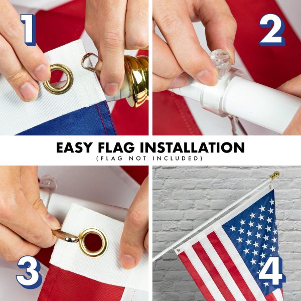 G128 5 Ft Tangle Free Aluminum Spinning Flagpole (White) - Image 6