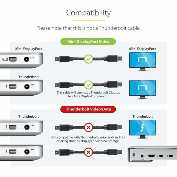 StarTech.com 6ft (2m) Mini DisplayPort Cable, 4K x 2K Ultra HD Video, Mini DisplayPort 1.2 Cable, Mini DP Cable for Monitor, mDP Cord, M/M - Image 2