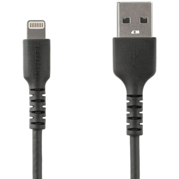 StarTech.com 6 foot/2m Durable Black USB-A to Lightning Cable, Rugged Heavy Duty Charging/Sync Cable for Apple iPhone/iPad MFi Certified