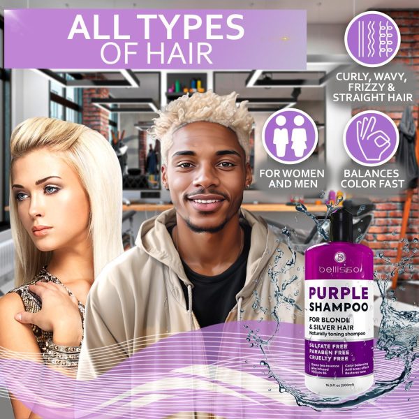 Purple Shampoo   Toner for Blonde Hair   For Color Treated Bleached Silver White and Gray Hair   Goodbye to Orange and Yellow Brassy Tones   Sulfate and Paraben Free   Women and Men - Image 5