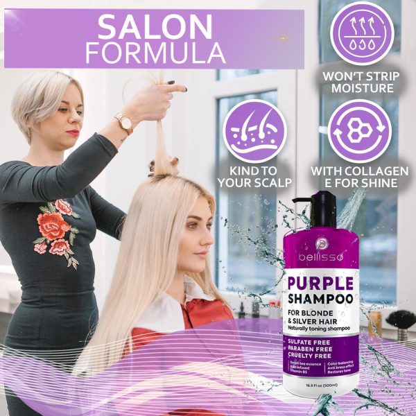 Purple Shampoo   Toner for Blonde Hair   For Color Treated Bleached Silver White and Gray Hair   Goodbye to Orange and Yellow Brassy Tones   Sulfate and Paraben Free   Women and Men - Image 6