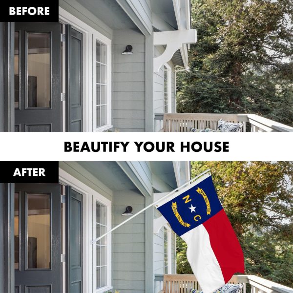 G128 Combo Pack: 5 Ft Tangle Free Spinning Flagpole (White) & North Carolina Flag 2.5x4 Ft Embroidered 220GSM Spun Polyester, Brass Grommets (Flag Included) Aluminum Flag Pole - Image 3