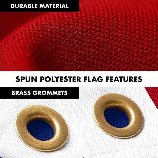 G128 Combo Pack: 5 Ft Tangle Free Spinning Flagpole (White) & North Carolina Flag 2.5x4 Ft Embroidered 220GSM Spun Polyester, Brass Grommets (Flag Included) Aluminum Flag Pole - Image 4