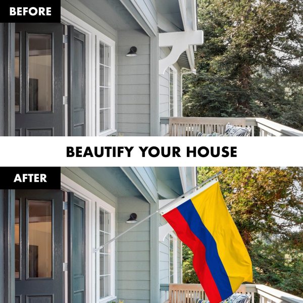 G128 Combo Pack: 6 Feet Tangle Free Spinning Flagpole (Silver) Colombia Colombian Flag 3x5 ft Printed 150D Brass Grommets (Flag Included) Aluminum Flag Pole - Image 3