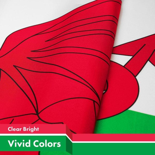 G128 5 Pack: Wales Welsh Flag | 3x5 Ft | LiteWeave Pro Series Printed 150D Polyester | Country Flag, Indoor/Outdoor, Vibrant Colors, Brass Grommets, Thicker and More Durable Than 100D 75D Polyester - Image 3