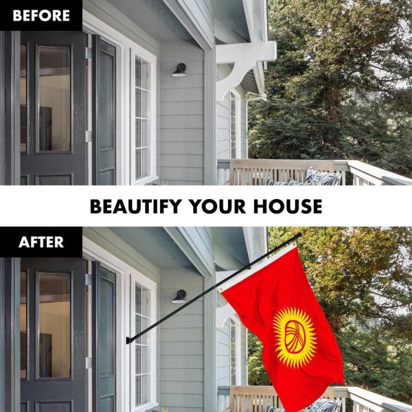 G128 Combo Pack: 6 Ft Tangle Free Spinning Flagpole (Black) & Kyrgyzstan Flag 3x5 Ft Printed 150D Polyester, Brass Grommets (Flag Included) Aluminum Flag Pole - Image 3