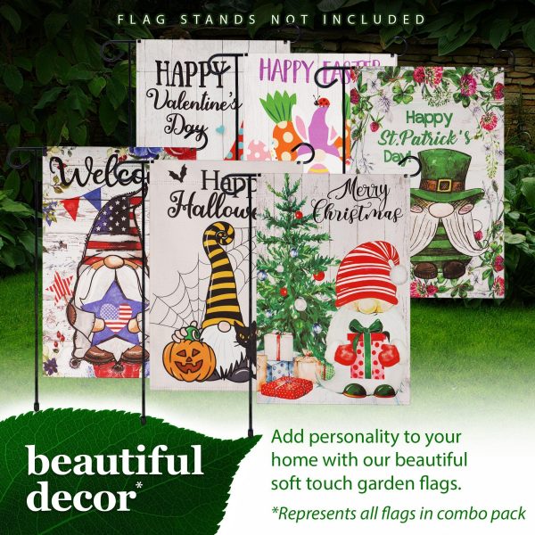 G128 Garden Flag Set Holiday Gnomes 12"x18" 6 pieces Blockout Fabric - Image 8