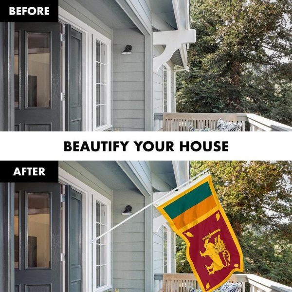 G128 Combo Pack: 6 Ft Tangle Free Spinning Flagpole (White) & Sri Lanka Flag 3x5 Ft Printed 150D Polyester, Brass Grommets (Flag Included) Aluminum Flag Pole - Image 3