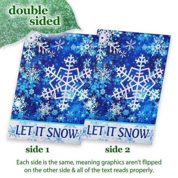 G128 House Flag Let It Snow Snowflakes | 28x40 Inch | Printed Blockout Polyester - Winter Decoration - Image 3