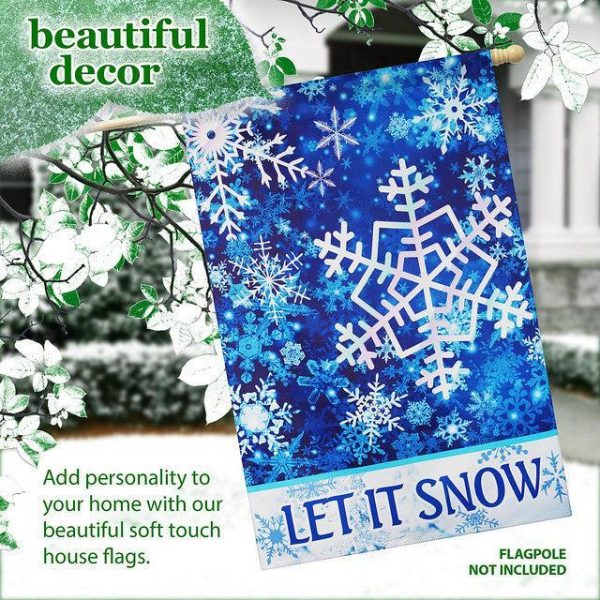 G128 House Flag Let It Snow Snowflakes | 28x40 Inch | Printed Blockout Polyester - Winter Decoration - Image 9
