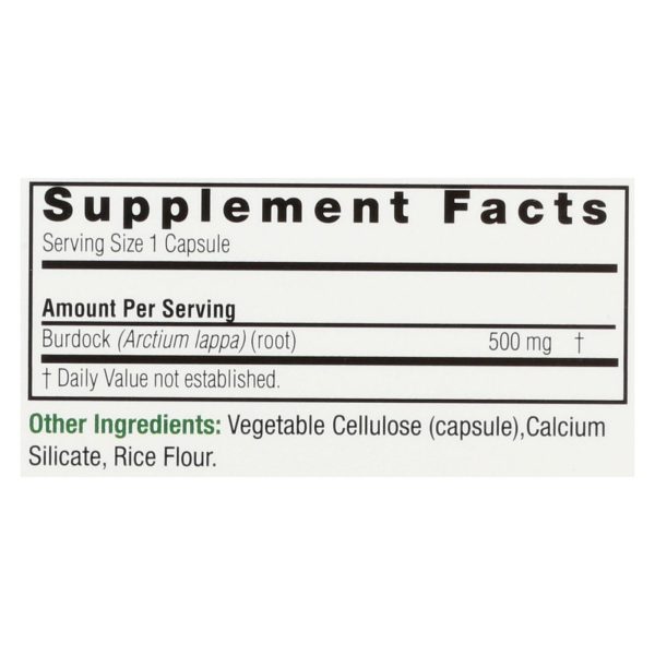 Nature's Answer - Burdock Root - 90 Vegetarian Capsules - Image 2