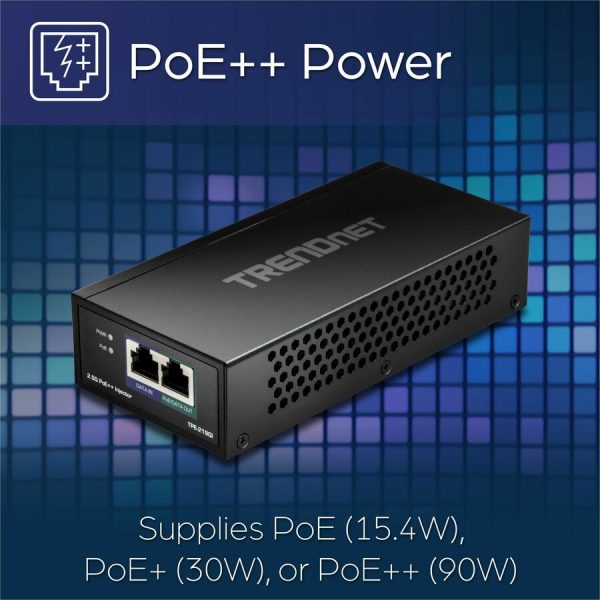 TRENDnet 2.5G PoE++ Injector, TPE-219GI, 90W PoE++, 30W PoE+, 15.4W PoE, IEEE 802.3 bt /802.3at/802.3af Compliant, Metal Housing, Up to 100m (328 ft.), Black - Image 10