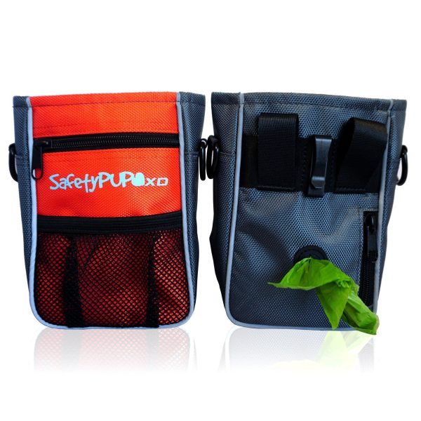 Dog Treat Pouch. Belt Clip or Shoulder Carry Dog Treat Training Bag. Durable Hi Vis Interior Dog Treat Bag with Integrated Poop Bag Dispenser and Secure Pouch Closure (Orange) - Image 3