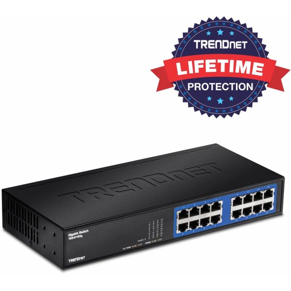 TRENDnet 6-Port Unmanaged Gigabit GREENnet Desktop Metal Switch, Ethernet-Network Switch, 16 x 10-100-1000 RJ-45 Ports, 32 Gbps Forwarding Capacity, Lifetime Protection, Black, TEG-S16DG - Image 4