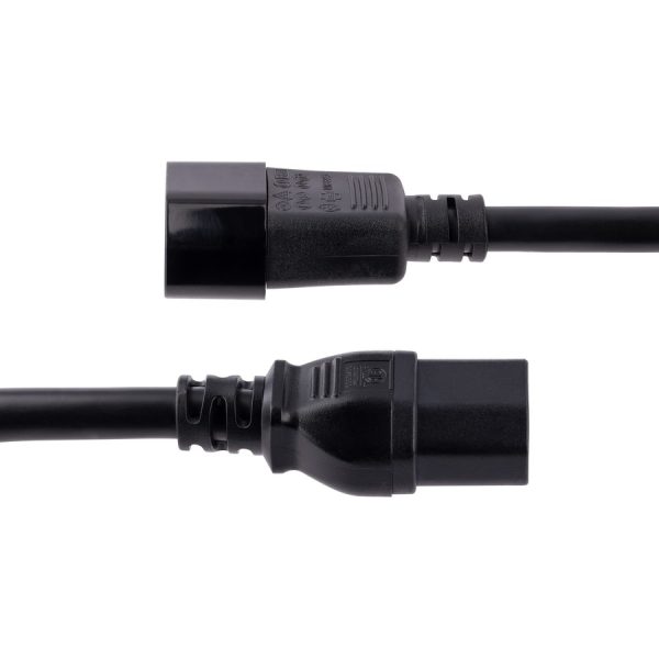 StarTech.com 10ft (3m) Heavy Duty Extension Cord, IEC C14 to IEC C15 Black Extension Cord, 15A 125V, 14AWG, Heavy Gauge Power Cable - Image 3