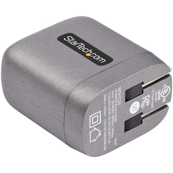 StarTech.com 30W USB-C Wall Charger, Portable GaN Charger w/ USB Power Delivery Fast Charging, USB-IF Certified, 6ft Cable, USB-C Charger - Image 3