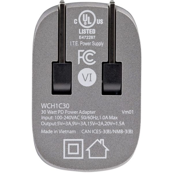 StarTech.com 30W USB-C Wall Charger, Portable GaN Charger w/ USB Power Delivery Fast Charging, USB-IF Certified, 6ft Cable, USB-C Charger - Image 6