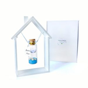 Tiny Magical Message in a Bottle Gift Idea   Classy Inspirational Gifts for Him and Her   Unique Presents for Women and Men (Blue Sand   Adventure Awaits in Wooden Frame)