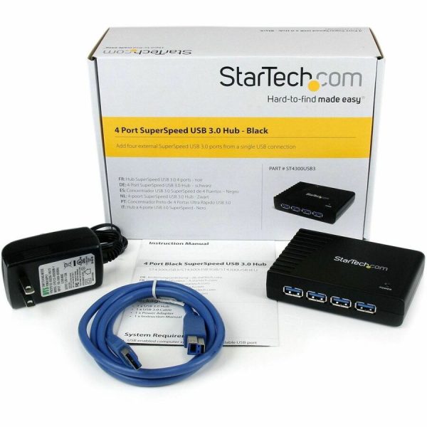 StarTech.com 4 Port Black SuperSpeed USB 3.0 Hub - 5Gbps - Image 3
