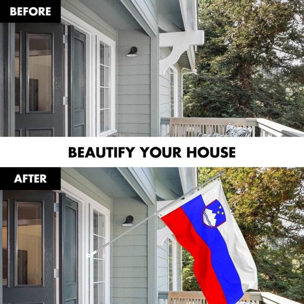 G128 Combo Pack: 6 Ft Tangle Free Spinning Flagpole (Silver) & Slovenia Flag 3x5 Ft Printed 150D Polyester, Brass Grommets (Flag Included) Aluminum Flag Pole - Image 3