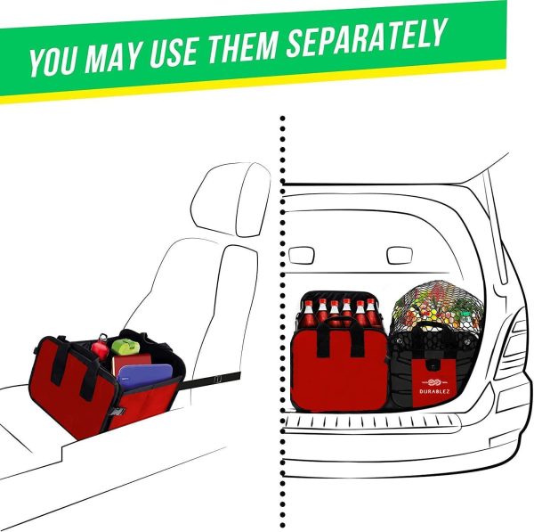 4 Compartment Separable Collapsible Car Trunk Storage Organizer for SUV Minivan Truck Sedan   XXL Red Black - Image 3