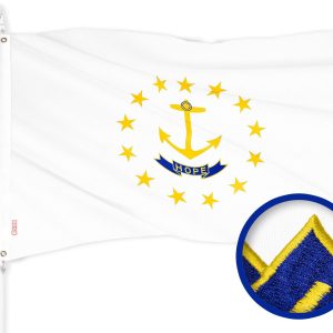 G128 Rhode Island No Golden Border Flag | 3x5 Ft | ToughWeave Series Embroidered 300D Polyester | Embroidered Design, Indoor/Outdoor, Brass Grommets
