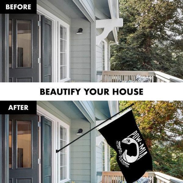 G128 Combo Pack: 6 Feet Tangle Free Spinning Flagpole (Black) POW MIA Flag 3x5 ft Printed 150D Brass Grommets (Flag Included) Aluminum Flag Pole - Image 3