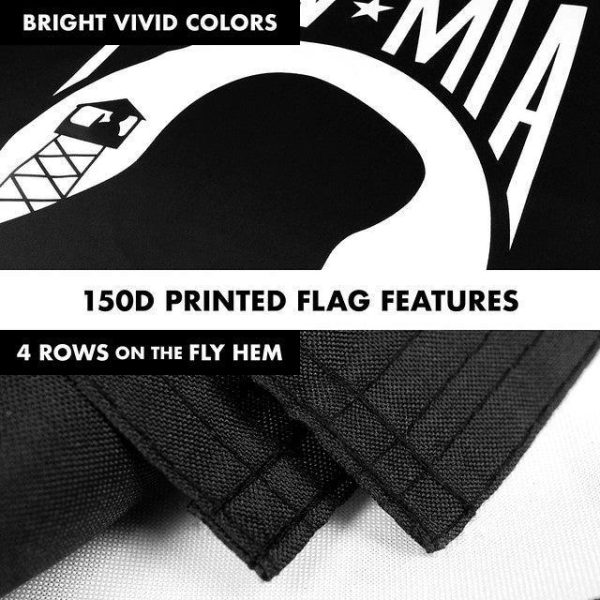 G128 Combo Pack: 6 Feet Tangle Free Spinning Flagpole (Black) POW MIA Flag 3x5 ft Printed 150D Brass Grommets (Flag Included) Aluminum Flag Pole - Image 5