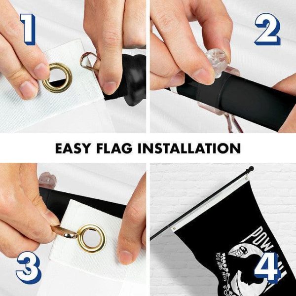 G128 Combo Pack: 6 Feet Tangle Free Spinning Flagpole (Black) POW MIA Flag 3x5 ft Printed 150D Brass Grommets (Flag Included) Aluminum Flag Pole - Image 7