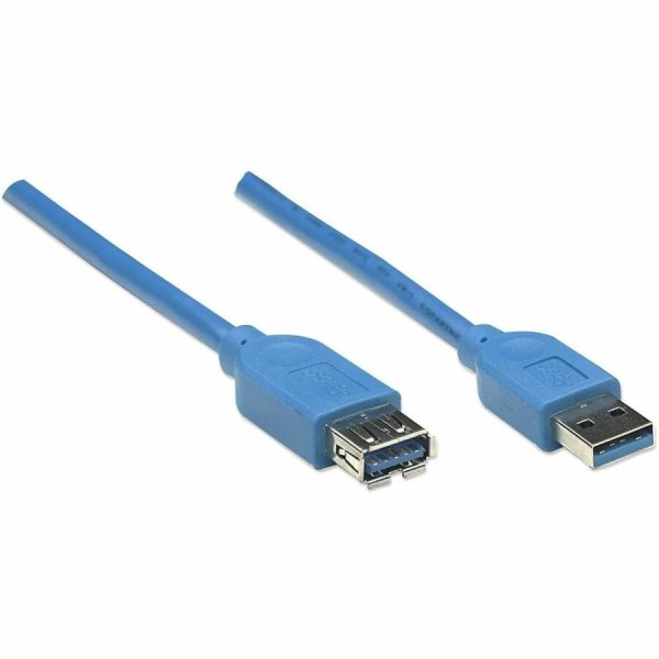 Manhattan SuperSpeed USB 3.0 A Male/A Female Extension Cable, 10 ft (3m), Blue - Image 2