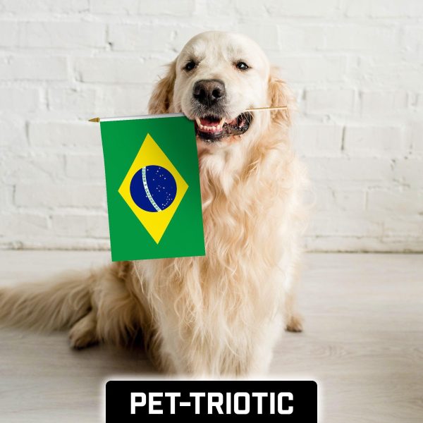 G128 30 Pack Handheld Brazil Brazilian Stick Flags | 12x18 In | Printed 150D Polyester, Country Flag, Solid Wooden Stick, Spear Gold Tip - Image 7