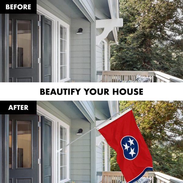 G128 Combo Pack: 5 Ft Tangle Free Spinning Flagpole (Silver) & Tennessee Flag 2x3 Ft Embroidered 220GSM Spun Polyester, Brass Grommets (Flag Included) Aluminum Flag Pole - Image 3