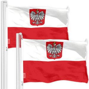 Poland Ensign Polish Flag 3x5 Ft 2-Pack 150D Printed Polyester By G128
