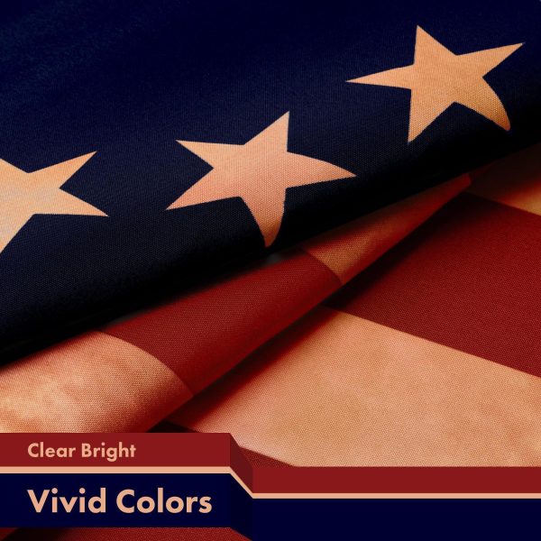 G128 2 Pack: Betsy Ross Tea-Stained Flag | 3x5 Ft | LiteWeave Pro Series Printed 300D Polyester | Historical Flag, Vibrant Colors, Brass Grommets, Thicker and More Durable Than 100D 75D Polyester - Image 3