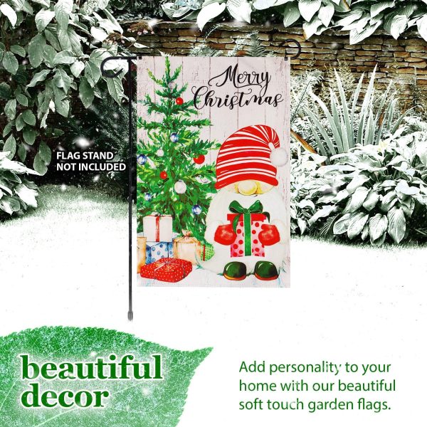 G128 Garden Flag Merry Christmas Santa Gnome with Present 12"x18" Blockout Fabric - Image 8