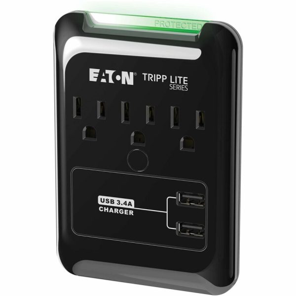 Eaton Tripp Lite Series Protect It! 3-Outlet Surge Protector, Direct Plug-In, 540 Joules, 3.4 A USB Charger, Diagnostic LED - Image 4