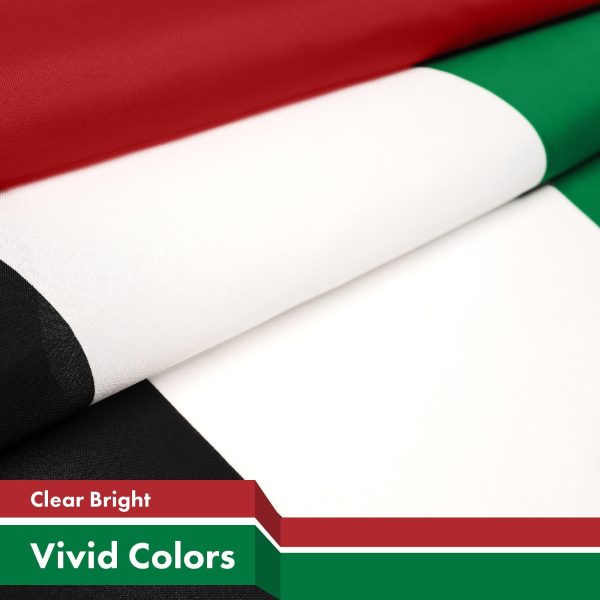 G128 2 Pack: United Arab Emirates Emirati Flag | 3x5 Ft | Printed 150D Polyester - Indoor/Outdoor, Vibrant Colors, Brass Grommets, Quality Polyester, Much Thicker More Durable Than 100D 75D Polyester - Image 3