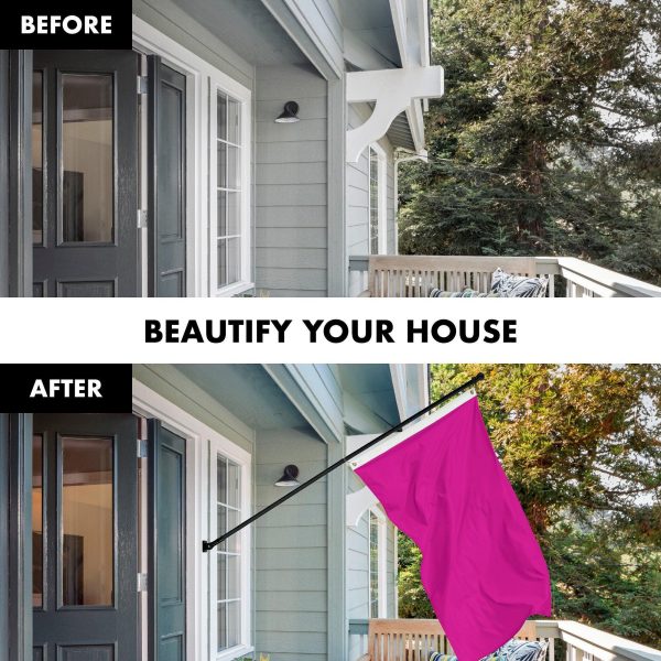 G128 Combo Pack: 5 Ft Tangle Free Aluminum Spinning Flagpole (Black) & Solid Pink Color Flag 2x3 Ft, LiteWeave Pro Series Printed 150D Polyester | Pole with Flag Included - Image 3