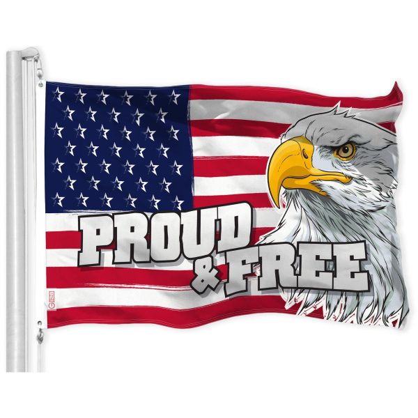 G128 Combo Pack: American USA Flag 150D 3x5 Ft & American USA Proud and Free Eagle Flag 300D 3x5 Ft | Both LiteWeave Pro Series Printed Polyester, Brass Grommets - Image 2