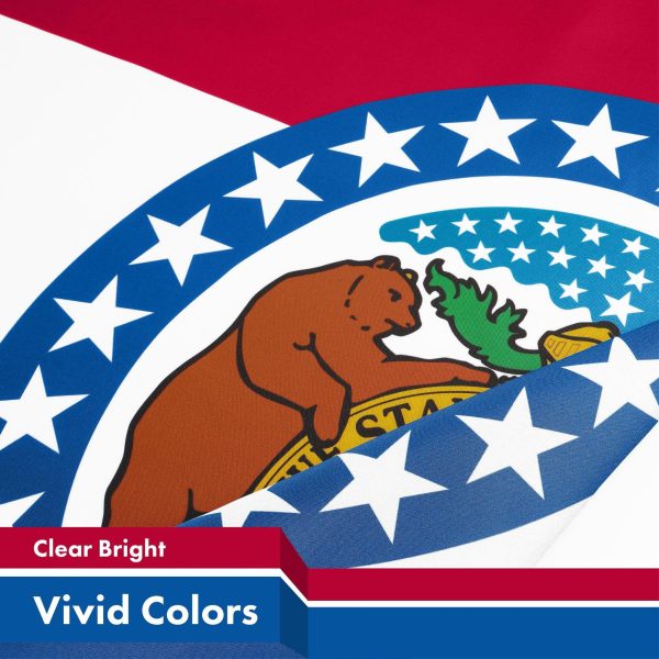 G128 2 Pack: Missouri MO State Flag | 3x5 Ft | Printed 150D Polyester - Indoor/Outdoor, Vibrant Colors, Brass Grommets, Quality Polyester, Much Thicker More Durable Than 100D 75D Polyester - Image 3