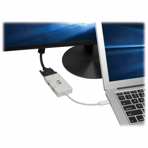 Eaton Tripp Lite Series USB-C Multiport Adapter (M/3xF) - 4K 60 Hz HDMI, 1080p VGA + DVI Ports, White - Image 2