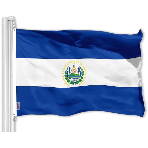 G128 Combo Pack: American USA Flag 3x5 Ft & El Salvador Flag 3x5 Ft, Both Printed 150D Polyester, Indoor/Outdoor, Brass Grommets - Image 2