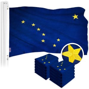 G128 10 Pack: Alaska AK State Flag | 4x6 Ft | ToughWeave Series Embroidered 300D Polyester | Embroidered Design, Indoor/Outdoor, Brass Grommets