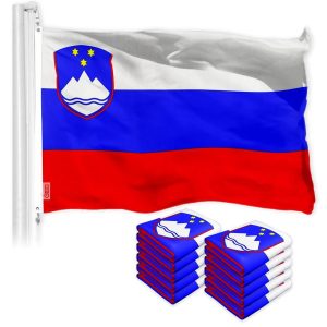 G128 10 Pack: Slovenia Slovenian Flag | 3x5 Ft | LiteWeave Pro Series Printed 150D Polyester | Country Flag, Indoor/Outdoor, Vibrant Colors, Brass Grommets, Thicker and More Durable Than 100D 75D Poly
