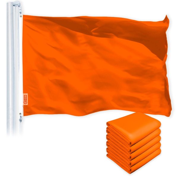 G128 5 Pack: Solid Orange Color Flag | 2x3 Ft | LiteWeave Pro Series Printed 150D Polyester | Indoor/Outdoor, Vibrant Colors, Brass Grommets, Thicker and More Durable Than 100D 75D Polyester