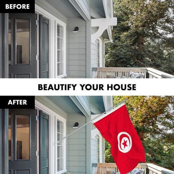 G128 Combo Pack: 6 Feet Tangle Free Spinning Flagpole (Silver) Tunisia Tunisian Flag 3x5 ft Printed 150D Brass Grommets (Flag Included) Aluminum Flag Pole - Image 3