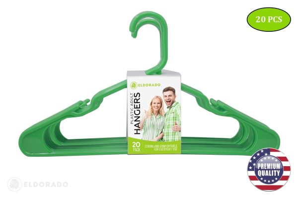Hangers for Adult Size Clothing Plastic Ideal for Everyday Standard Use Clothes Shirts Blouses TShirts Dresses Jackets Suits. Color  Green Pack  20 PCS. - Image 3