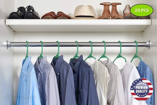 Hangers for Adult Size Clothing Plastic Ideal for Everyday Standard Use Clothes Shirts Blouses TShirts Dresses Jackets Suits. Color  Green Pack  20 PCS. - Image 7