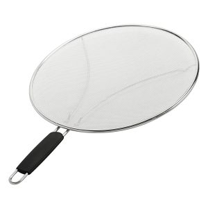 Grease Splatter Screen for Frying Pan 13 inch Stops 99% of Hot Oil Splash Protects Skin from Burns Splatter Guard for Cooking Iron Skillet Lid Keeps Kitchen Clean Kitchen Silicone Spatula